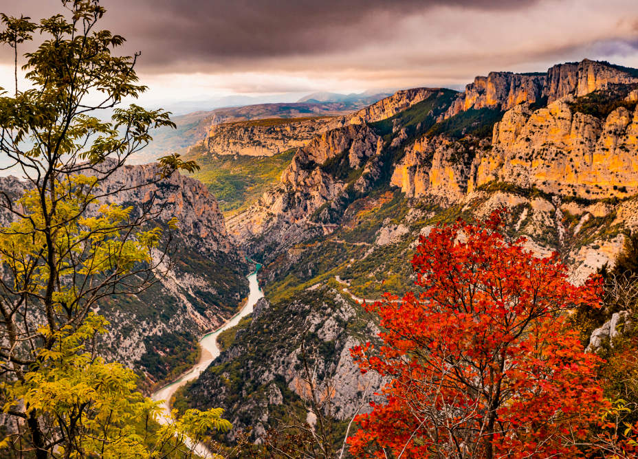 Gorges et rivière du Verdon au couleur de l'automne